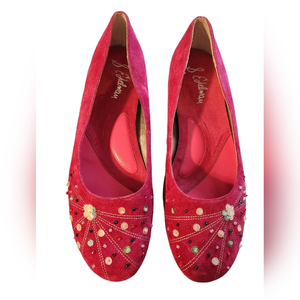 Sam Edelman Pink Suede Sequin Detail Ballet Flat 8.5
